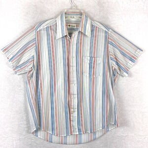 VTG Tivoli Shirt Men L White Blue Red Stripe sheer Paper Thin Classic 70s 80s